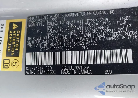 2010 Lexus Rx 350 from USA, damaged, VIN 2T2ZK1BA1AC015817